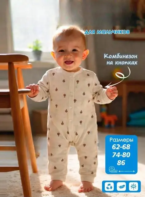 Комбинезон на кнопках для мальчика (р-р 62-86)
