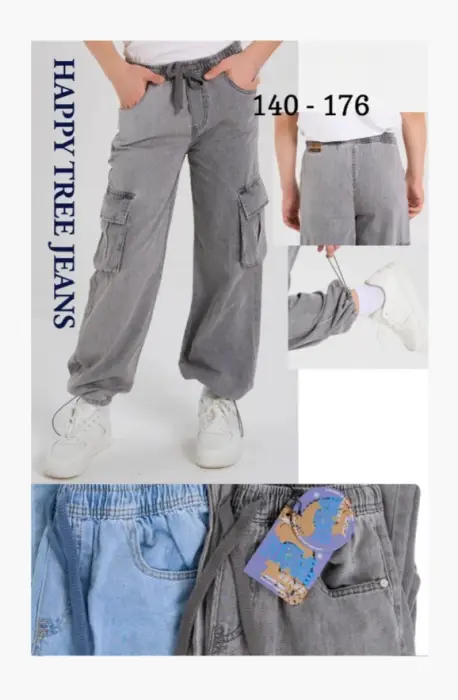Джинсы карго с утяжкой снизу для девочки (р-р 140-176)