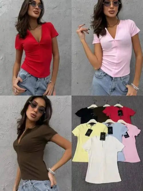 Спортивная футболка на молнии женская (р-р единый 42-48)