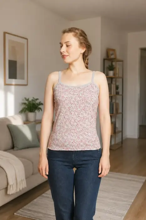 Майка "На тонких бретелях", с принтом, женская (р-р 44-52)