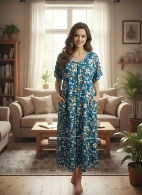 Халат женский длинный на замке (р-р 50-60)