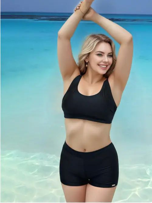Купальник раздельный женский: бюстгальтер-топ+плавки-шортики (р-р 46-54)