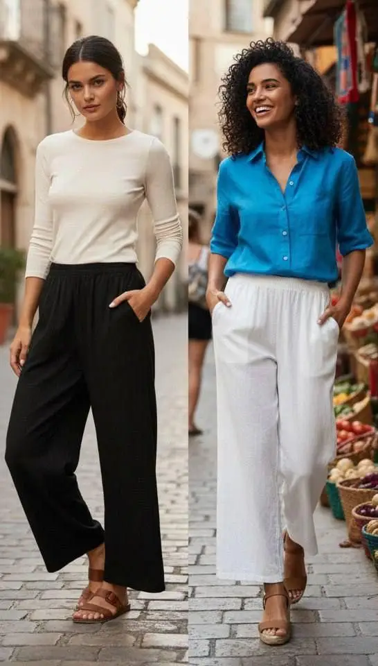 Брюки палаццо женские повседневные р-р единый 42-48