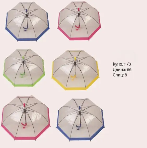 Зонт полуавтомат , однотонные цветные ( 8 спиц)
