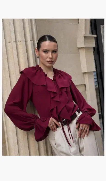 Блузка шёлковая с воланами женская (р-р 42-48)