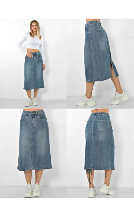 Юбка джинсовая миди с разрезом сзади р-р 30-36