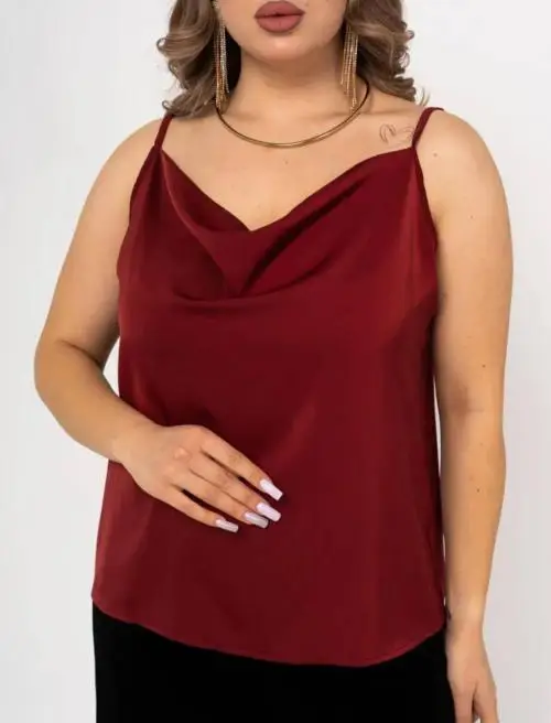 Шелковый топ под пиджак на тонких бретелях женский р-р 50-56