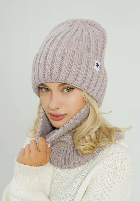 Комплект (шапка и снуд) женский зимний 