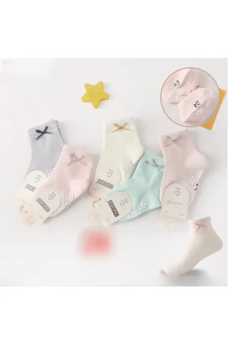 Носки для девочки со стопперами с бантиком (р-р 0-18 мес)