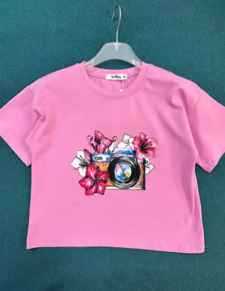 Детская футболка на девочку оверсайз  укороченная (р-р 36-44)