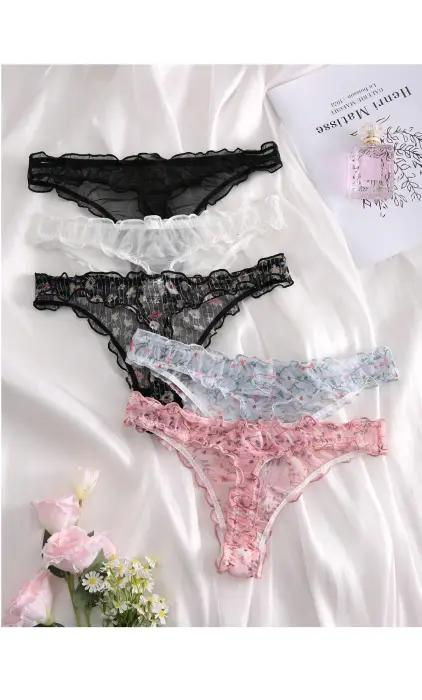 Трусы стринги с цветочным принтом женские р-р S M L