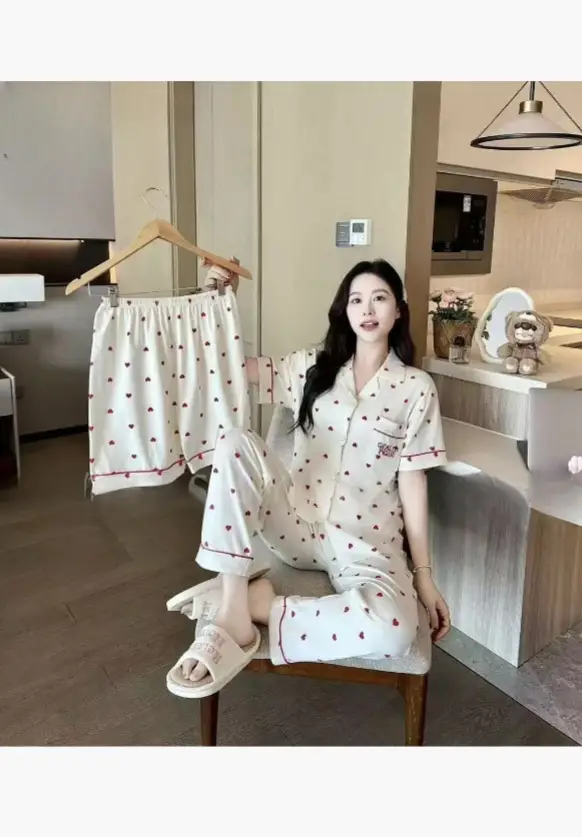 Пижама тройка женская, рубашка-брюки-шорты (р-р 46-50)