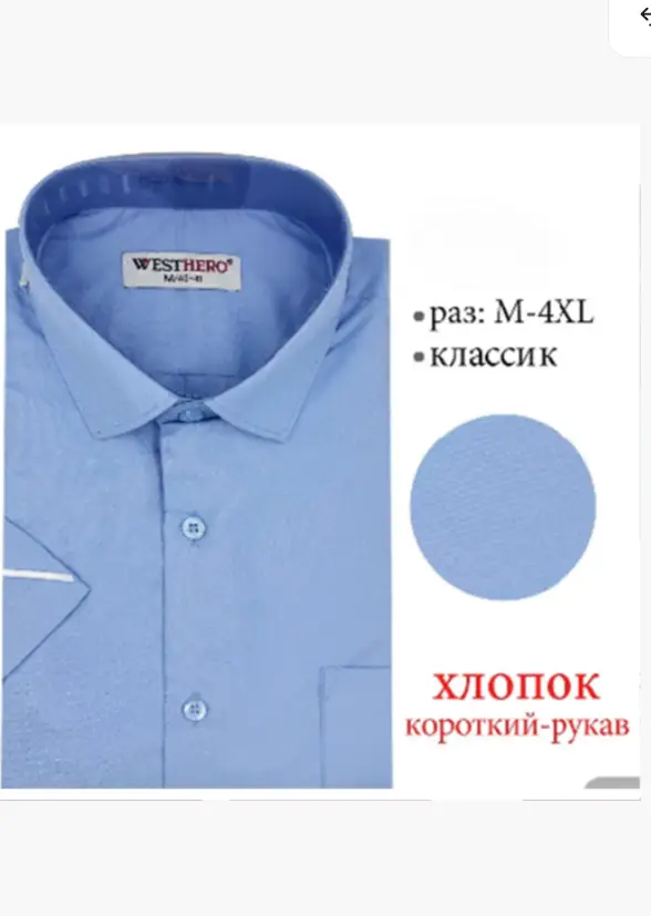 Рубашка мужская с коротким рукавом (р-р M-4XL)