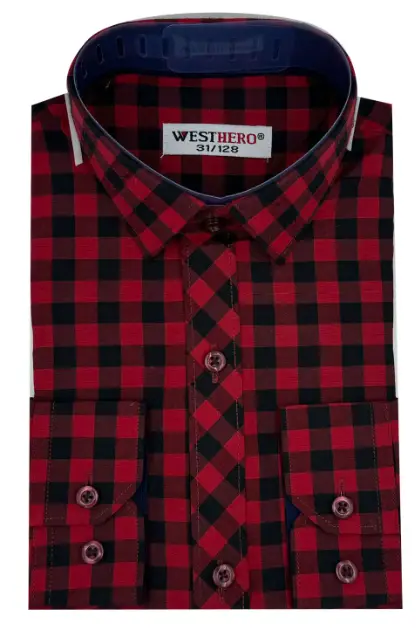 Рубашка детская длинный рукав в клетку, хлопок (р-р 29-36)