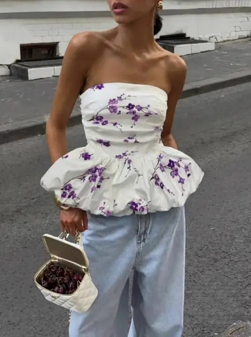 Топ- корсет со съёмными рукавами с принтом женский (р-р 42-44)