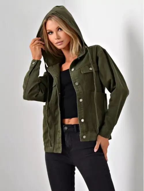 Джинсовая куртка женская с капюшоном (L-5XL)