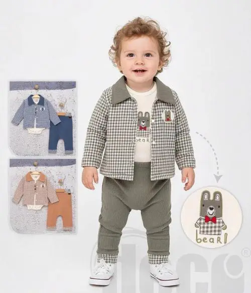 Комплект тройка для мальчика: боди-ползунки-кофта (р-р 3-12 мес)