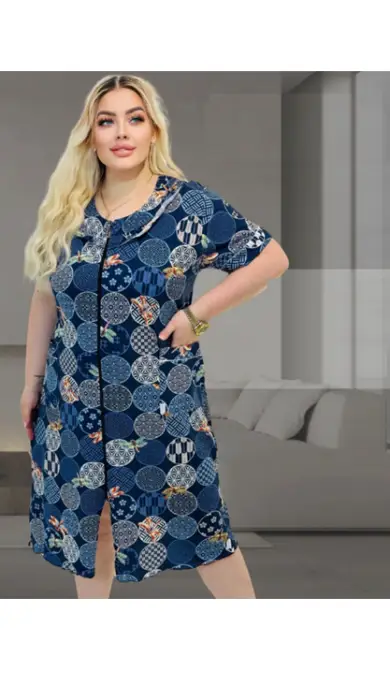 Халат женский на молнии (р-р 58-66)