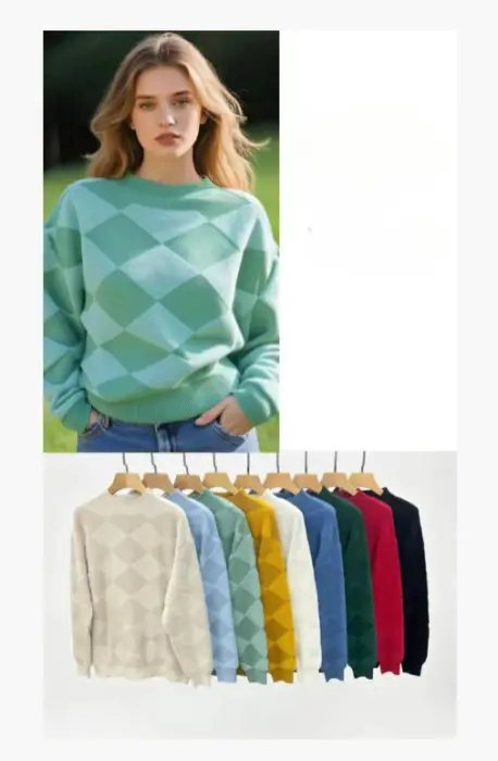 Джемпер трикотажный женский в ромбик (р-р 52-54)