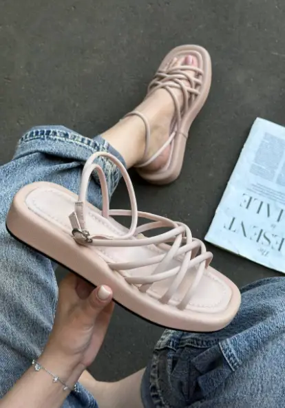 Женские летние плетеные босоножки без каблука на резинке (р-р 36-41)