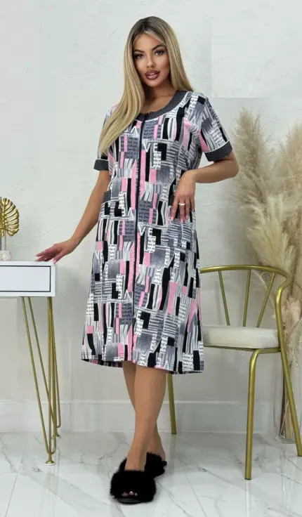 Женский домашний халат для дома на молнии р-р 50-60