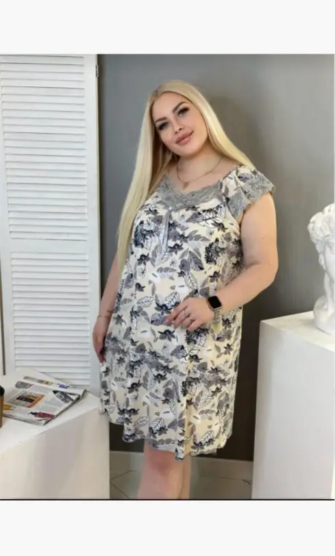 Ночная сорочка с коротким рукавом женская (р-р 50-58)