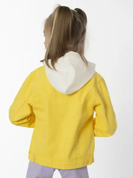 Джинсовая куртка для девочек. С манжетами и съемным капюшоном (8-14 лет)