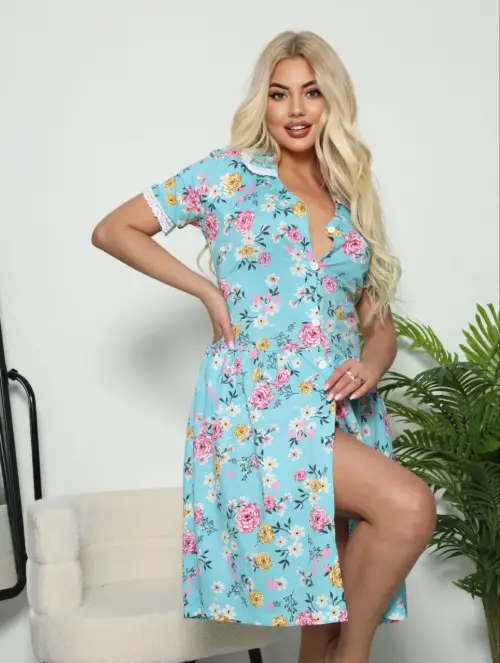 Халат женский на пуговицах хлопок (р-р 46-56)