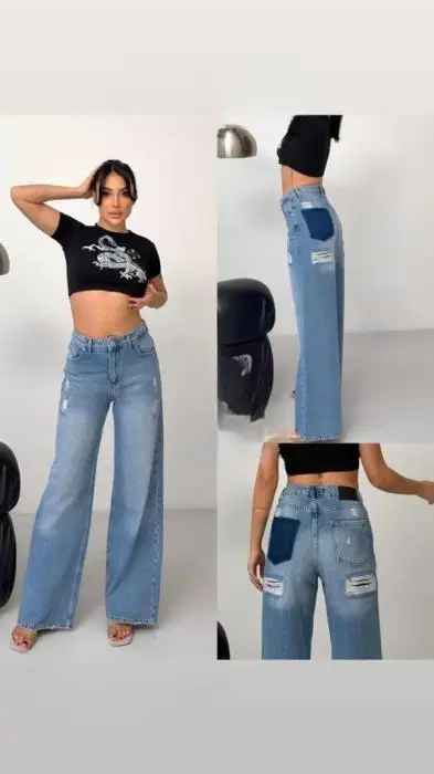 Джинсы палаццо рваные женские (р-р 25-30)