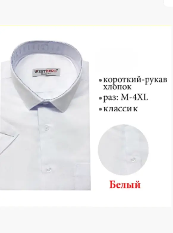 Рубашка мужская с коротким рукавом (р-р M-4XL)
