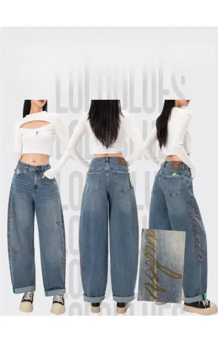 Джинсы бананы женские с вышивкой (р-р 25-30)