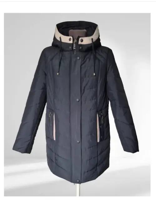 Куртка женская демисезонная с капюшоном на кнопках (р-р 50-60)