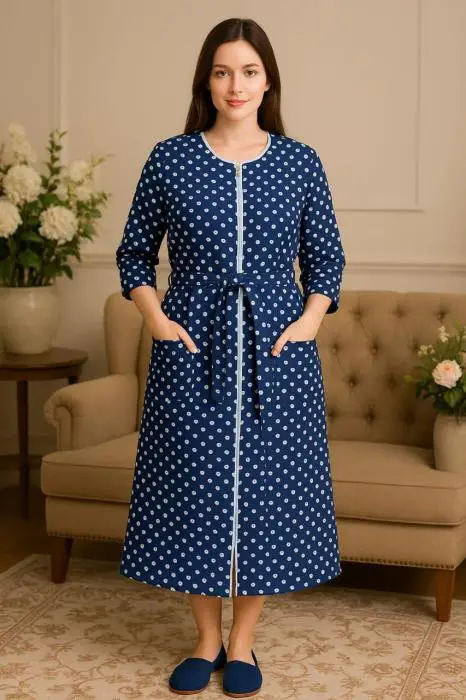 Халат в горошек женский с начёсом (р-р 50-60)