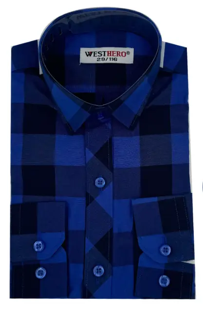 Рубашка детская длинный рукав в клетку, хлопок (р-р 29-36)