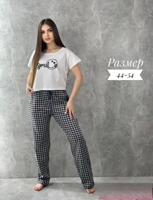 Комплект футболка-брюки домашний женский (р-р 44-54)