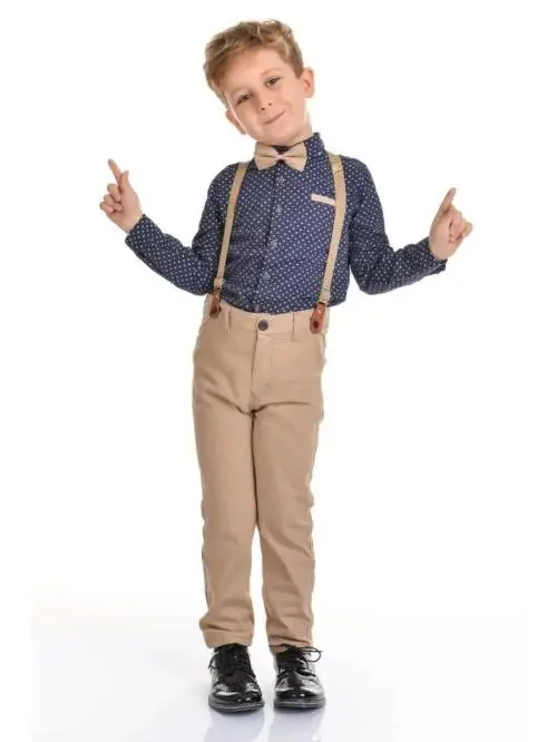 Костюм классический для мальчика: рубашка-брюки-бабочка р-р 5-8 лет