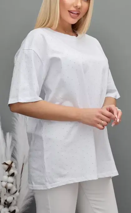 Футболка со стразами базовая (р-р 46-54)