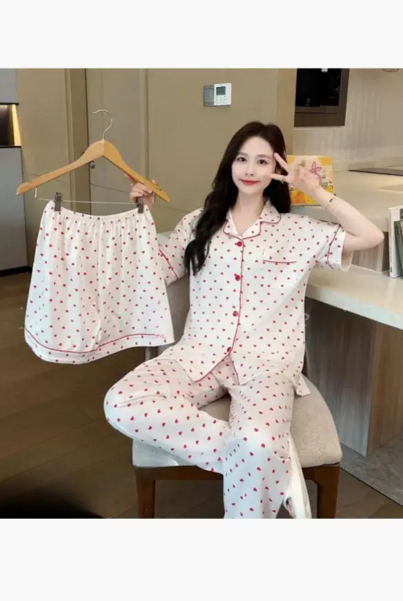 Пижама тройка женская, рубашка-брюки-шорты (р-р 46-50)
