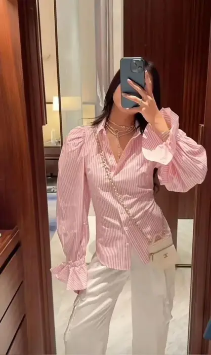 Рубашка женская в полоску нарядная р-р S-M