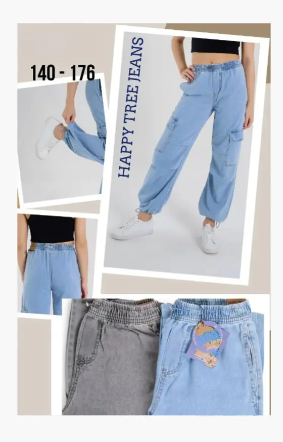 Джинсы карго на резинке для девочки (р-р 140-176)