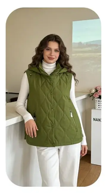 Жилет стёганый с карманами на молнии женский (р-р 50-60)