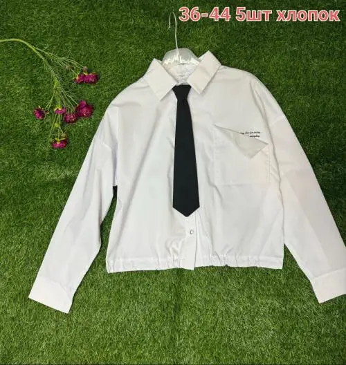 Рубашка  хлопковая школьная с галстуком на девочку ( р-р 36-44)