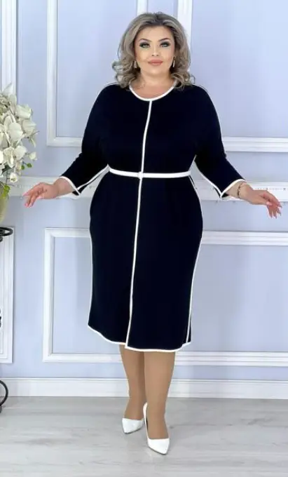 Платье женское трикотажное в полоску  больших размеров (р-р 50-56)