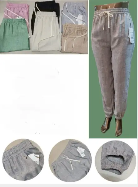 летние брюки-джоггеры женские, лен хлопок ( р-р 60-62,62-64)