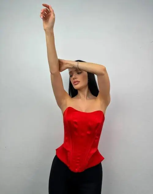 Топ - корсет шелковый на шнуровке вечерний р-р SS/MM