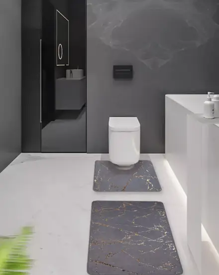 Коврик для ванной и туалета противоскользящий комплект "Мрамор" 2 шт