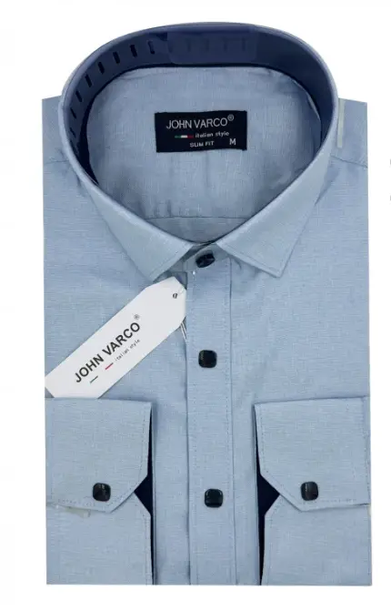 Мужска рубашка лен стрейч кнопка (M-4XL)