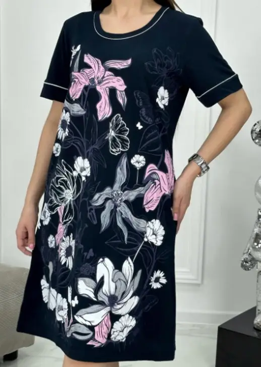 Туника женская хлопковая с рисунком ( р-р 50-60)