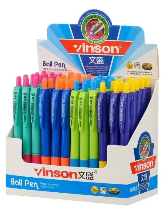 Авторучка с чернилами на масляной основе: "VINSON-1000м"; цветной корпус , толщина пишущего узла 0,7 mm