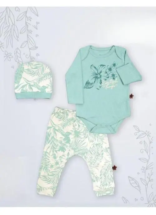 Комплект тройка: шапочка+боди+ползунки (3-6-9 мес)